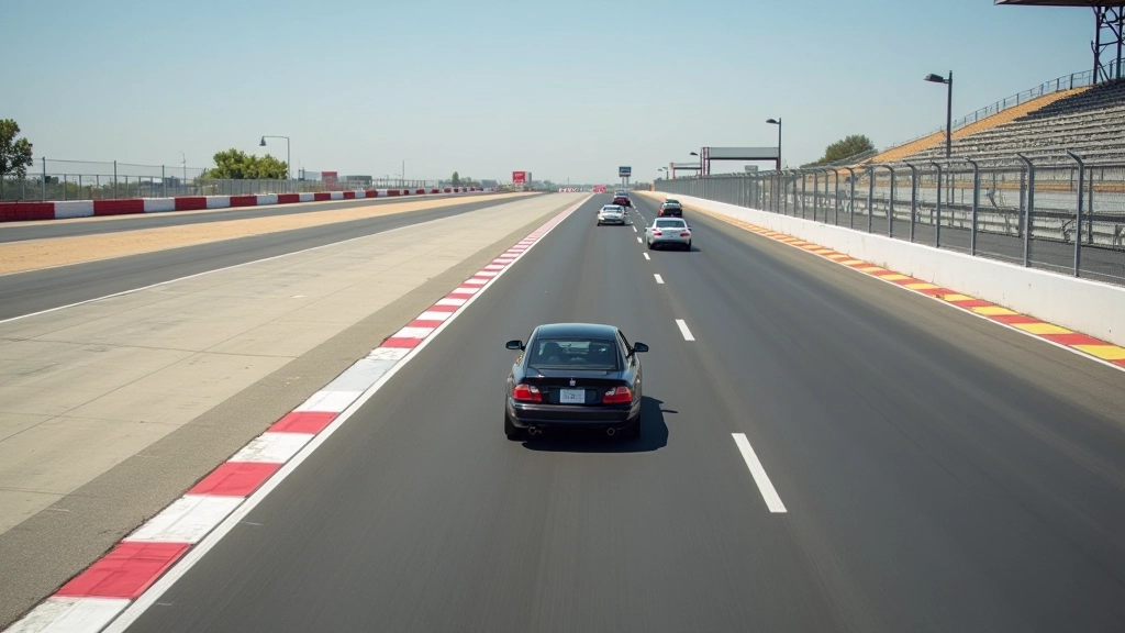 Professional racetrack layout with safety markers and course markers for driver training